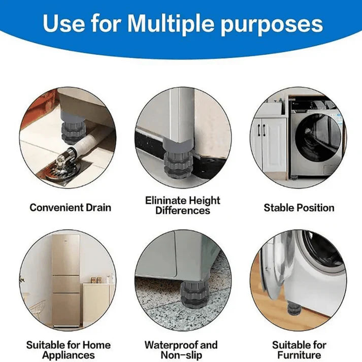 Washing Machine Footpads Adjustable Height  | Anti vibration pad (Pack Of 4)