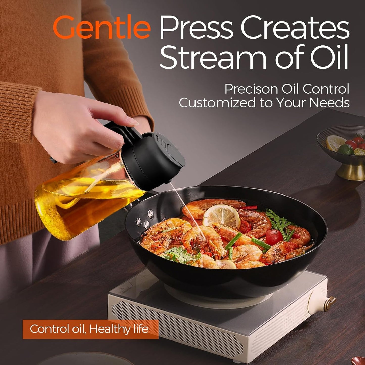 Oil Sprayer for Cooking, 2 in 1 Oil Dispenser Bottle for Kitchen