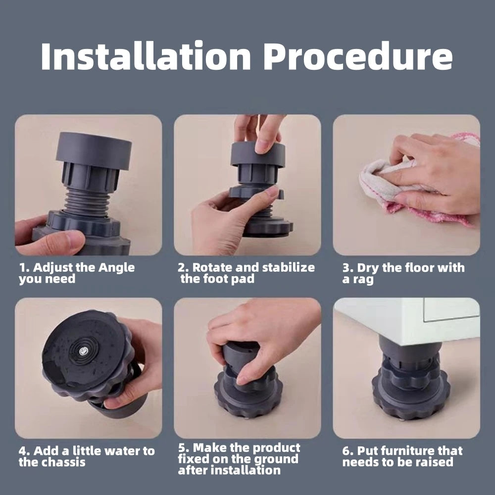 Washing Machine Footpads Adjustable Height | Anti vibration pad (Pack Of 4)