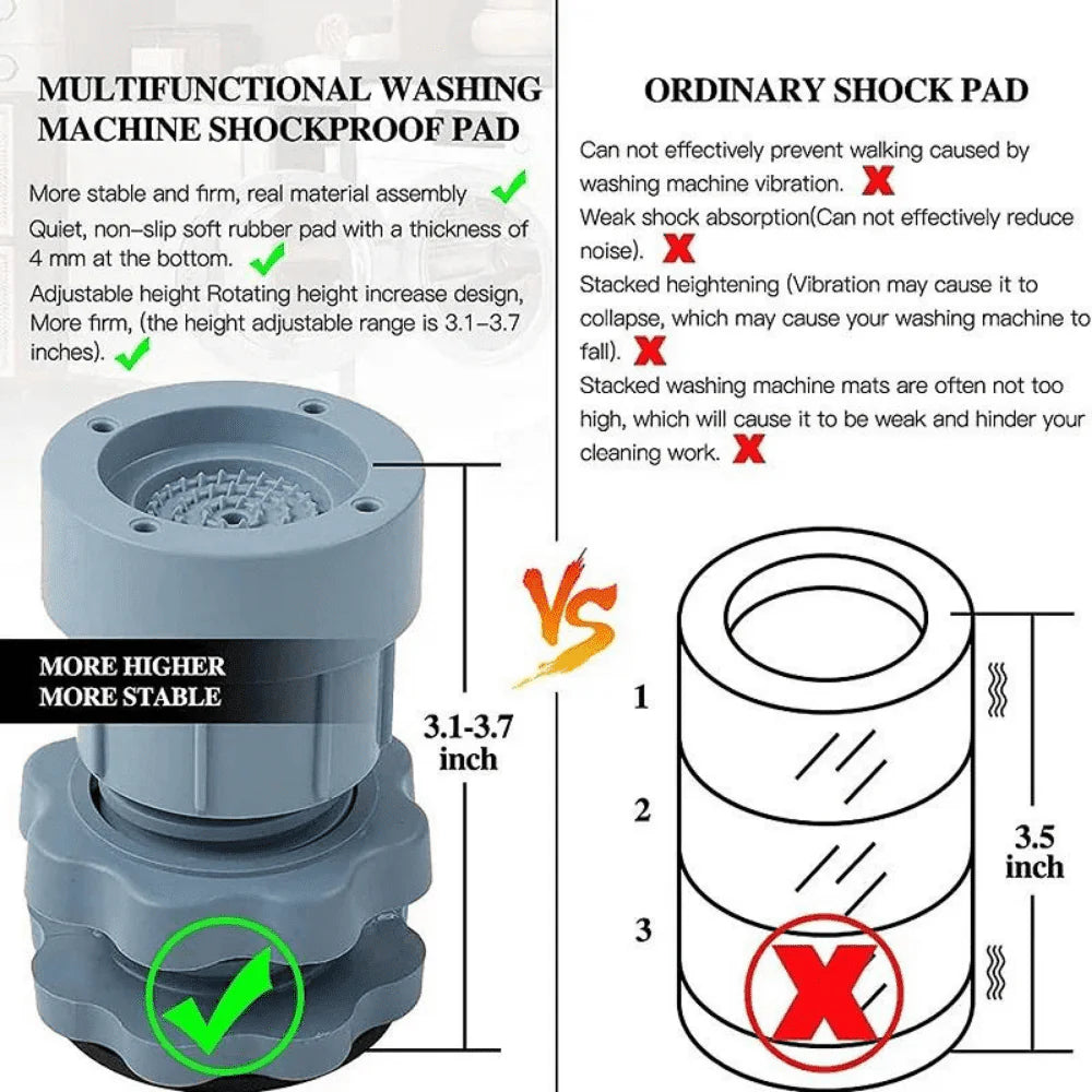 Washing Machine Footpads Adjustable Height  | Anti vibration pad (Pack Of 4)