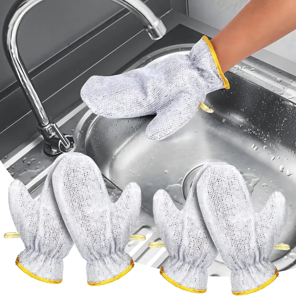 Ultimate Bamboo Fiber Wire Dishwashing Gloves - Tough Kitchen Scrubber (2-Pack)
