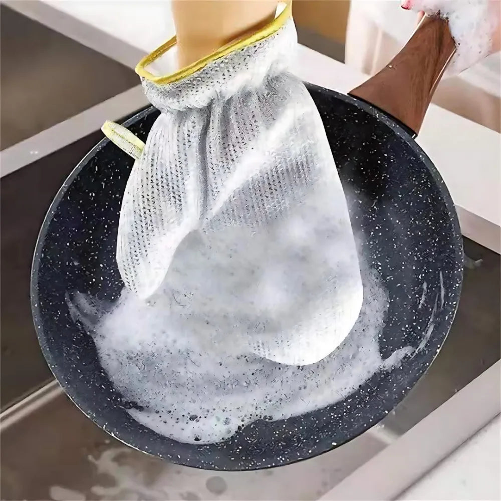 Ultimate Bamboo Fiber Wire Dishwashing Gloves - Tough Kitchen Scrubber (2-Pack)