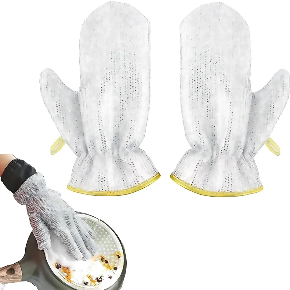 Ultimate Bamboo Fiber Wire Dishwashing Gloves - Tough Kitchen Scrubber (2-Pack)