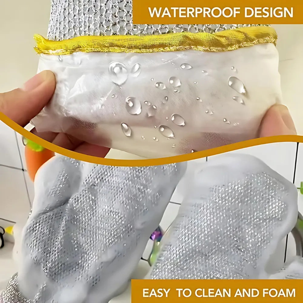 Ultimate Bamboo Fiber Wire Dishwashing Gloves - Tough Kitchen Scrubber (2-Pack)