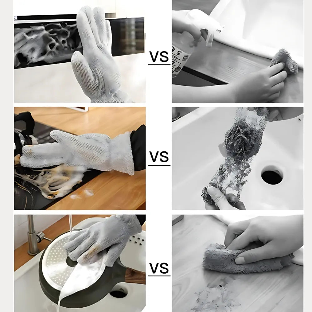 Ultimate Bamboo Fiber Wire Dishwashing Gloves - Tough Kitchen Scrubber (2-Pack)