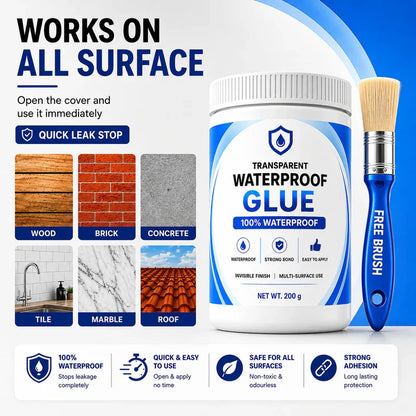 Transparent Waterproof Glue + Free Brush © ( BUY 1 GET 1 FREE )
