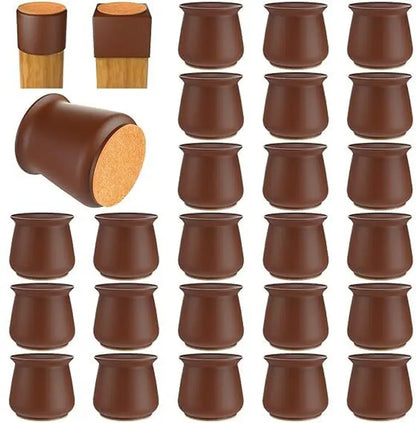 Set of brown furniture legs with a close-up on one leg showing wooden interior.