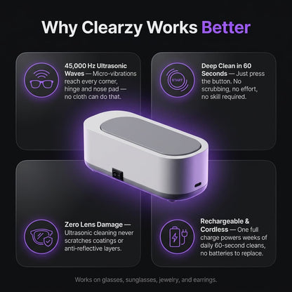 Ultrasonic Vibration Eyeglass Cleaner - High-end Waterproof Finish