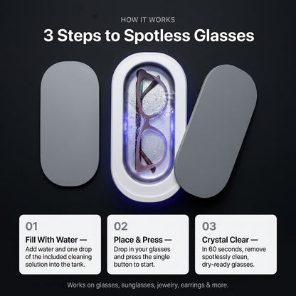 Ultrasonic Vibration Eyeglass Cleaner - High-end Waterproof Finish