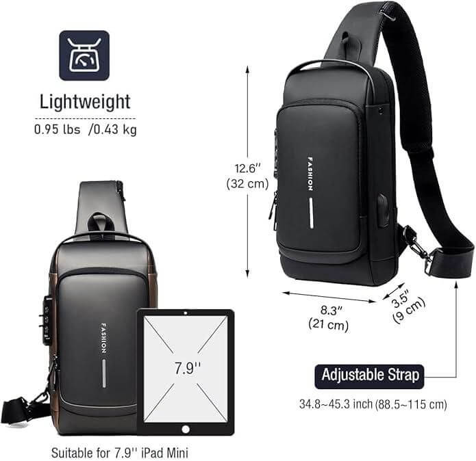 Anti-Theft Locking Sling Bag for Men & Women || USB Port Crossbody