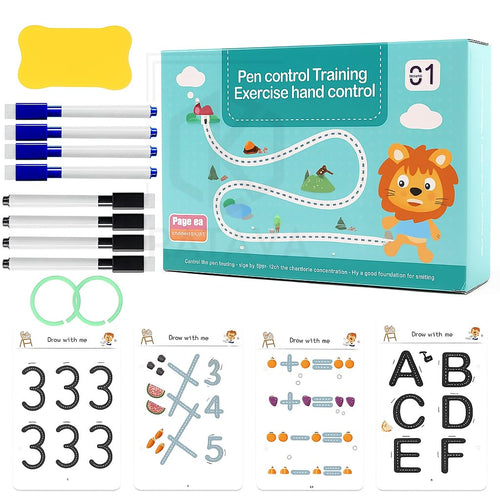 Kids  Educational Book Set - 64 Pages, 8 Pens, Markers,