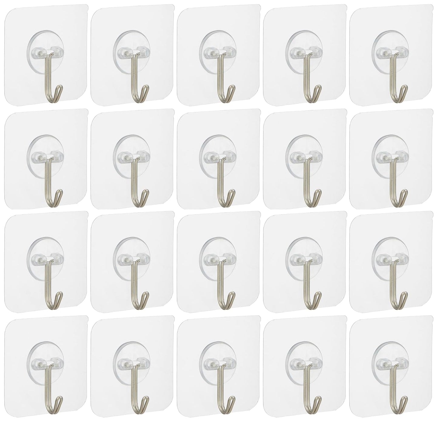Heavy-Duty Adhesive Wall Hooks Bathroom & Bedroom Hooks (Pack of 20)