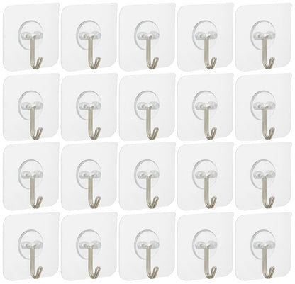 Heavy-Duty Adhesive Wall Hooks Bathroom & Bedroom Hooks (Pack of 20)
