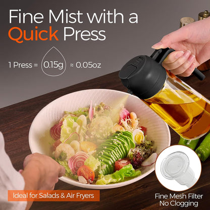 Oil Sprayer for Cooking, 2 in 1 Oil Dispenser Bottle for Kitchen