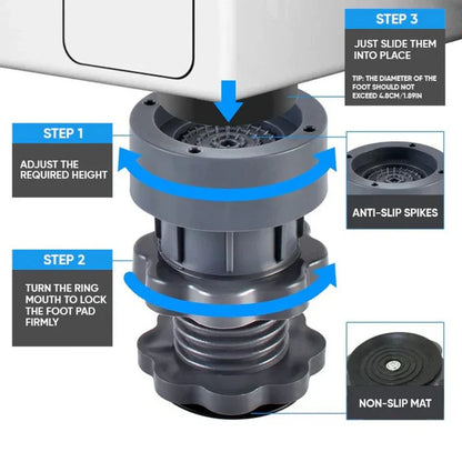 Washing Machine Footpads Adjustable Height  | Anti vibration pad (Pack Of 4)