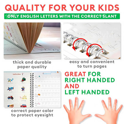 Magic Practice Book for kids - 4 BOOKS - 1 PEN - 1 GRIP- 10 REFILL (BEST OFFER)✅