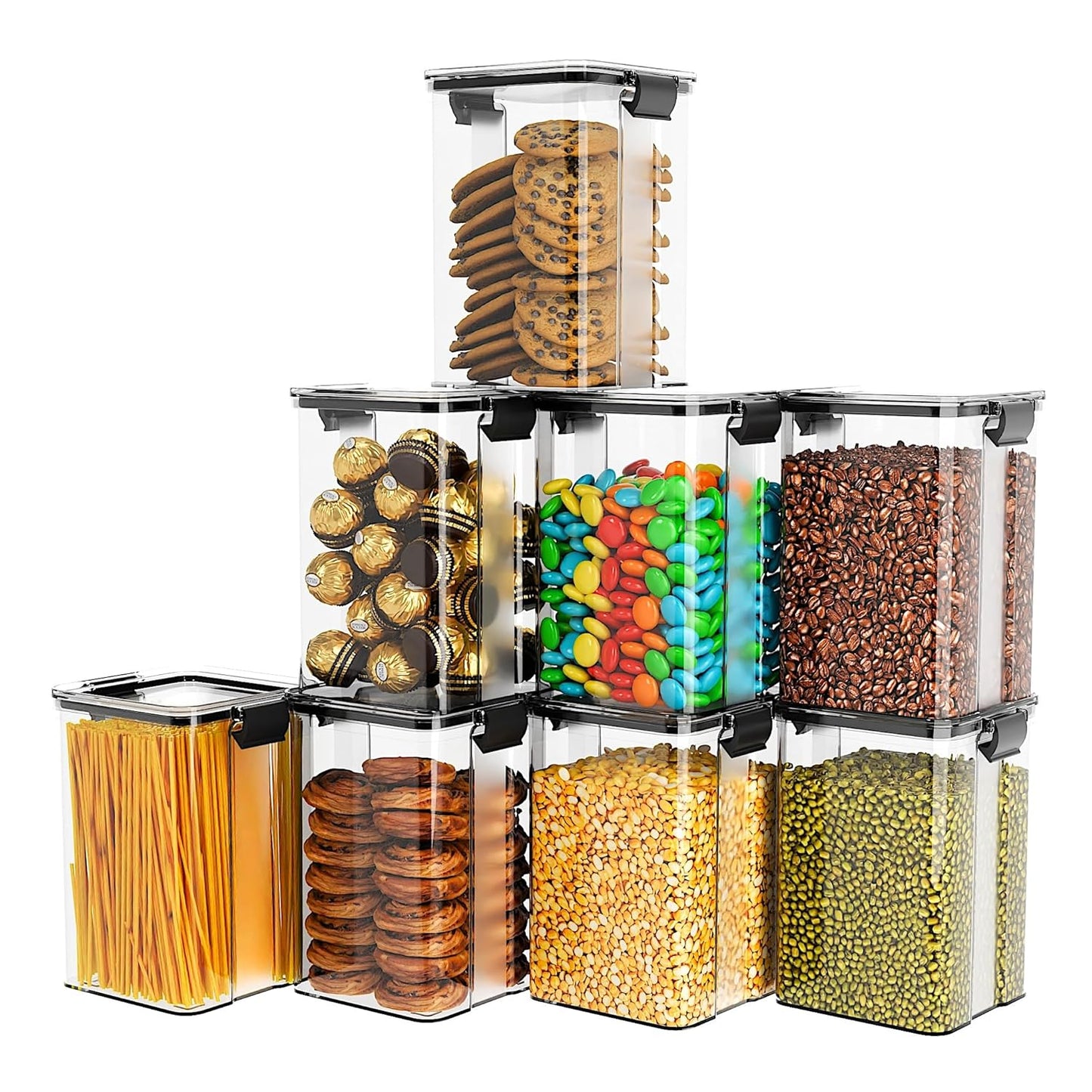 Air Tight Containers For Kitchen Storage Box (1100 Ml Set Of 8) Transparent