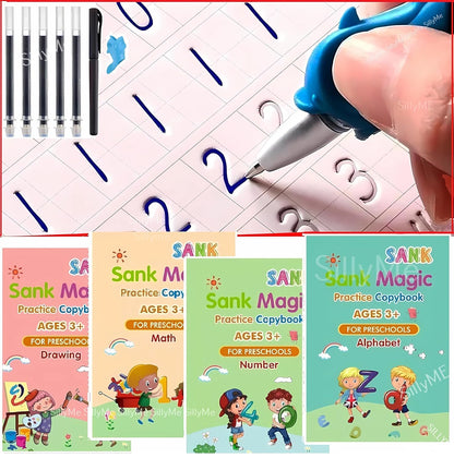 Magic Practice Book for kids - 4 BOOKS - 1 PEN - 1 GRIP- 10 REFILL (BEST OFFER)✅