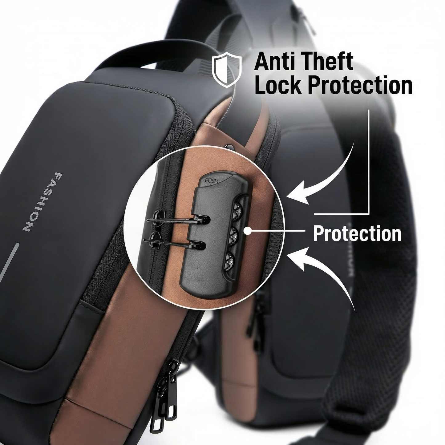 Anti-Theft Locking Sling Bag for Men & Women || USB Port Crossbody