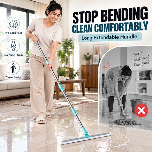 360° Extendable Floor & Bathroom Wiper – Telescopic Steel Handle Squeegee
