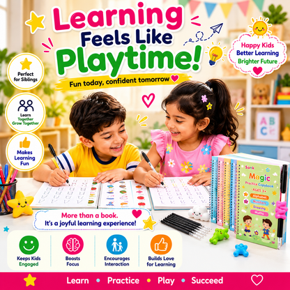 Magic Handwriting Workbook Set (4 Books + 10 Refills + 1 Pen Grip)