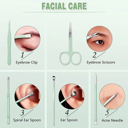 Manicure Nail Clipper Kit - 16 Pieces for Facial Care, Hand Care, Foot Care