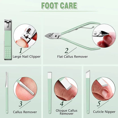Manicure Nail Clipper Kit - 16 Pieces for Facial Care, Hand Care, Foot Care
