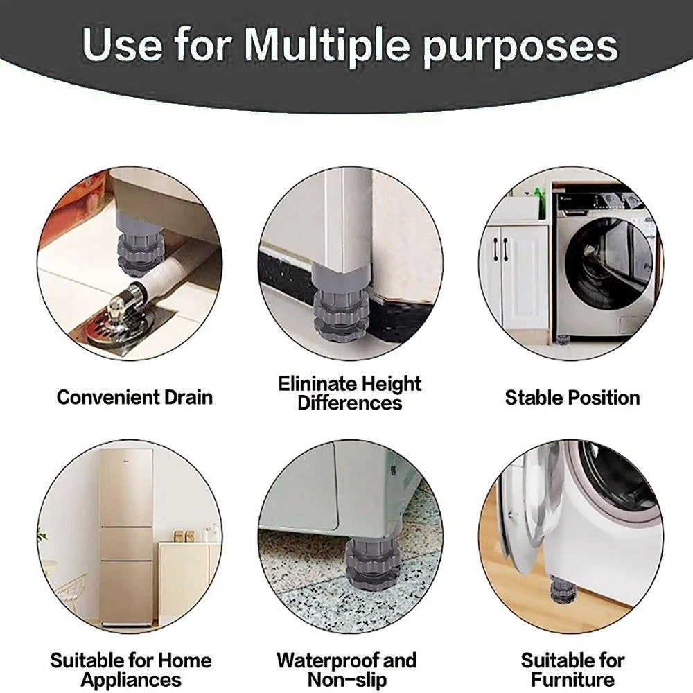Washing Machine Footpads Adjustable Height  | Anti vibration pad (Pack Of 4)