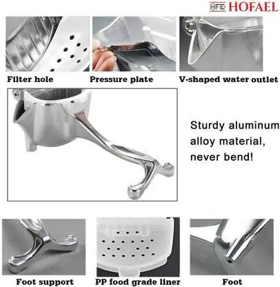 Aluminium Hand Squeezer Heavy Duty Manual Fruit Press Squeezer Fruit Juice Extractor Hand Juicer  (Silver)