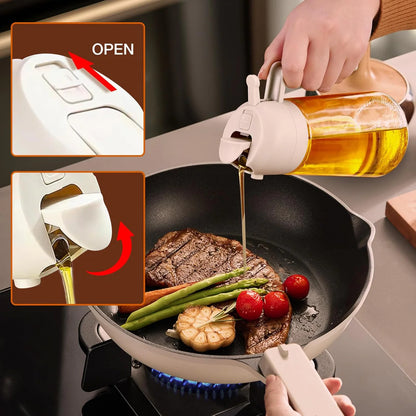 Oil Sprayer for Cooking, 2 in 1 Oil Dispenser Bottle for Kitchen