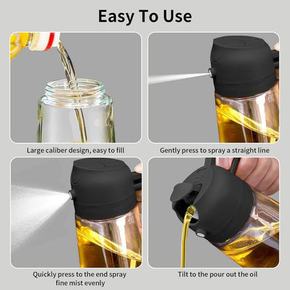 Oil Sprayer for Cooking, 2 in 1 Oil Dispenser Bottle for Kitchen