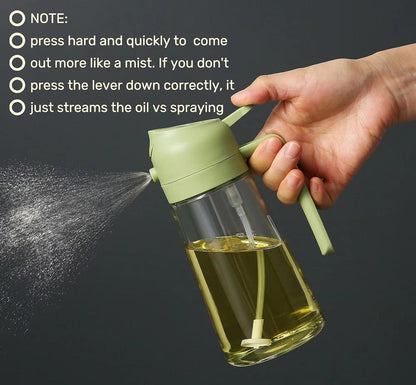 2 in 1 - Portable Sprayer Oil Dispenser - 500ml