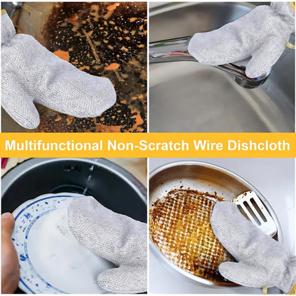 Ultimate Bamboo Fiber Wire Dishwashing Gloves - Tough Kitchen Scrubber (2-Pack)