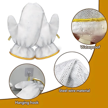 Ultimate Bamboo Fiber Wire Dishwashing Gloves - Tough Kitchen Scrubber (2-Pack)